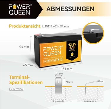 LiFePO4 акумулятор Power Queen 12V 100Ah літій-залізо-фосфатна батарея для кемперів та будинків на колесах