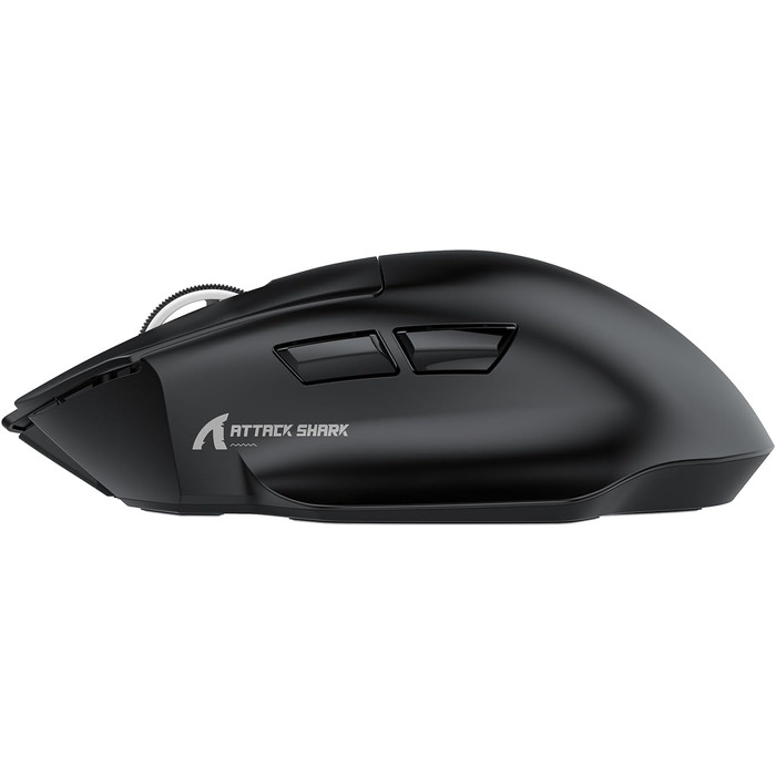 Ігрова миша Attack Shark V6 Superlight 65г з магнітною док-станцією, сенсор PixArt PAW3311, 25000 DPI, 500 mAh, три режими підключення (BT/Wireless/Wired), ергономічна, чорна