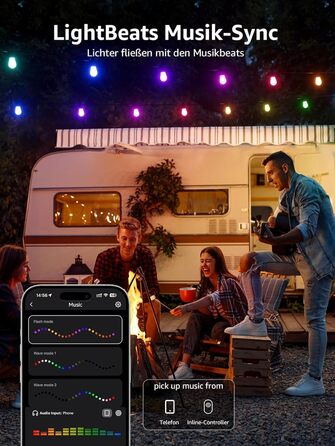 Lepro LED гірлянда для зовнішнього використання 30м, RGB+тепле біле світло, Wi-Fi, керування через додаток, сумісна з Alexa/Google, IP65, AI-дизайнер світла, 30 LED, без пульта