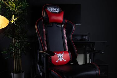 Ігрове крісло Konix One Piece, PU-шкіра, 150° нахил, регульовані підголівник і подушка для попереку, чорний з червоним