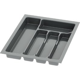 Лоток для столових приборів Sossai Divio 33x43 см, 5 відділень, антрацит, для шухляд 40 см, підрізний органайзер