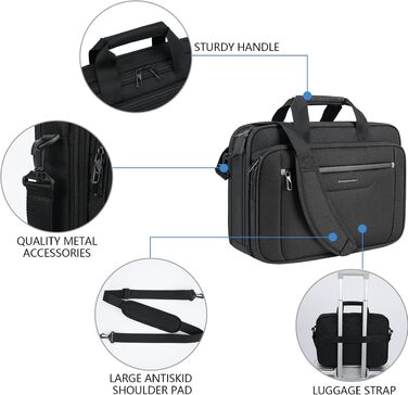 Сумка для ноутбука VANKEAN Premium Briefcase, чохол для ноутбука до 15.6 дюймів, чорно-сіра