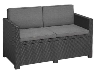 Диван садовий Allibert Victoria 2-місний, ротанг, сірий, з подушками, 129x63x77 см