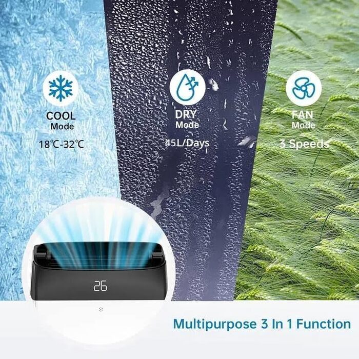 Мобільний кондиціонер Acekool 12000 BTU 4-в-1 з нічним режимом, енергокласу A, для кімнат до 51м²