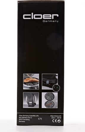 Вафельниця Cloer 171, 930 Вт, 16 см, антипригарна, металева, біла, для серцевидних вафель, без сигналу