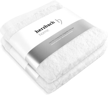 Рушники для рук Herzbach Home Premium 50x100 см, 2 шт, білі, 100% натуральна бавовна, м'які, високоякісні, дуже поглинаючі
