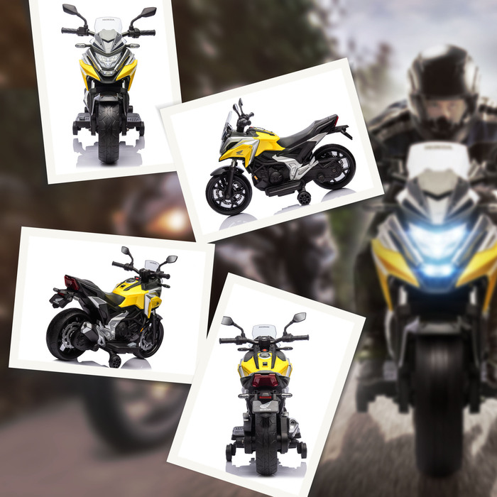 Електромотоцикл для дітей Honda, 3 км/год, музика та світло, для дітей 3-6 років, до 30 кг, жовтий