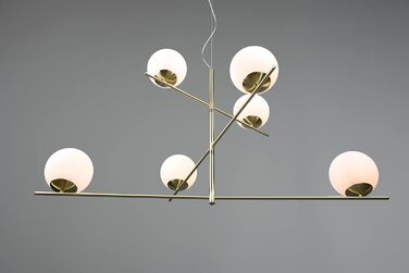 Підвісний світильник Trio Leuchten Pure 302000608, 6 ламп, матова латунь, біле скло, метал, цоколь E14