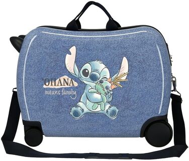 Дитяча валіза Disney Stitch Dance it out, жорсткий ABS, 50x38x20 см, 34 л, синя, на 2 колесах, з кодовим замком