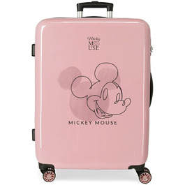 Середня валіза Disney Mickey, рожева, 68 см, жорсткий ABS, 4 колеса, 70 л