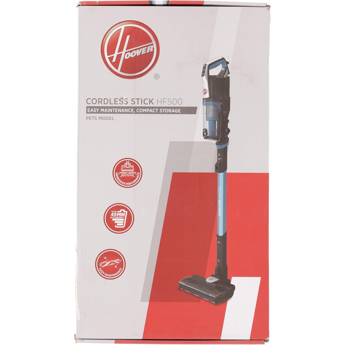 Бездротовий пилосос Hoover H-FREE 500 PETS для шерсті тварин, акумуляторний, 2-в-1 (ручний та вертикальний), до 30 хв роботи, без мішка, насадка для шерсті, LED-підсвітка, паркування, компактний