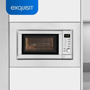 Вбудована мікрохвильова піч Exquisit EMW 19-7 G, 900 Вт, гриль, 5 режимів, срібляста