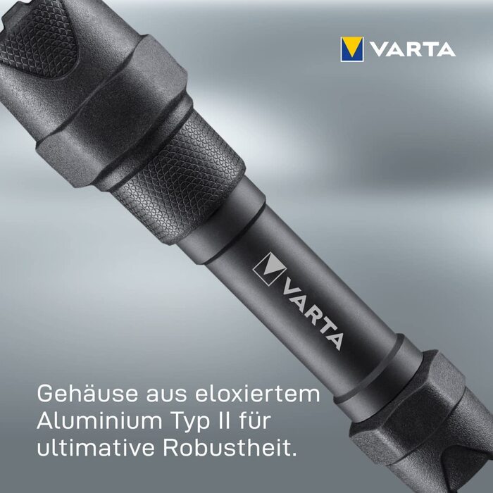 Ліхтарик VARTA Indestructible F20 Pro LED 6 Вт з батарейками AA, водонепроникний, пилозахищений, робочий ліхтар з двома режимами освітлення, надміцний