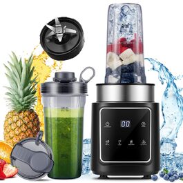 Блендер стаціонарний Standmixer 1500 Вт з льододробилкою (6 ножів) для смузі, коктейлів та заморожування фруктів, 2 пляшки 900 мл