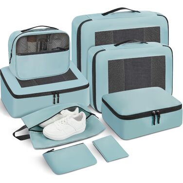 Набір органайзерів для одягу в подорож Packing Cubes для валізи, 10 шт, легкі органайзери для багажу та аксесуарів (Блакитно-зелений, Trace Of Paradise)
