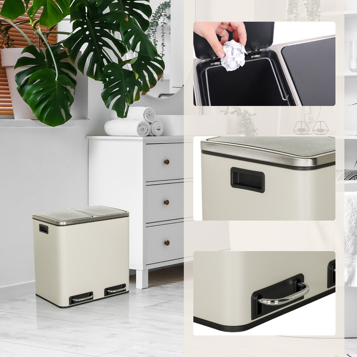 Збирач відходів / Система сортування відходів CLEAN IX 30L (2x15L) Сталь бежева hjh ОФІС