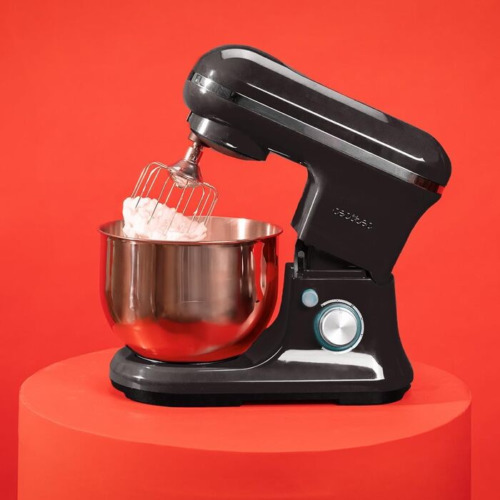 Міксер Cecotec Cecomixer Merengue 5L з потужністю 1200 Вт, 6 швидкостей, чорний, з нержавіючою чашею 5л та набором для збивання та замішування