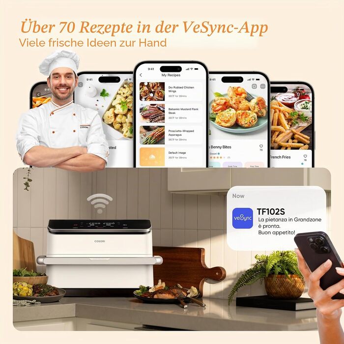 Аерофритюрниця з подвійним кошиком COSORI Dual Blaze TwinFry 10л (5л+5л), WiFi, 2800 Вт, біла