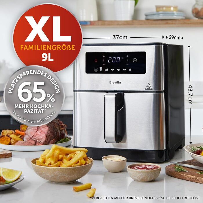 Аерофритюрниця Breville Halo Flexi 9 л, компактний дизайн