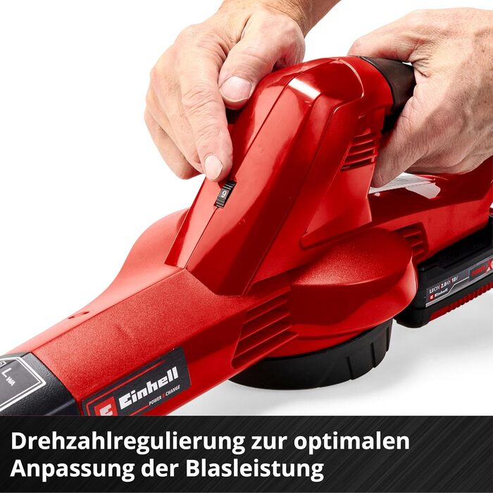 Акумуляторний повітродув Einhell GC-CL 18 Li E Kit Power X-Change (18 В, 210 км/год, регулювання швидкості, Softgrip, акумулятор 2.0 Ач + зарядний пристрій)