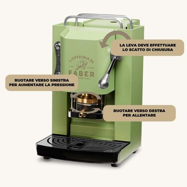 Кавомашина FABER Pro Deluxe для ESE-подушечок 44 мм, хром, латунний прес, Acid Green