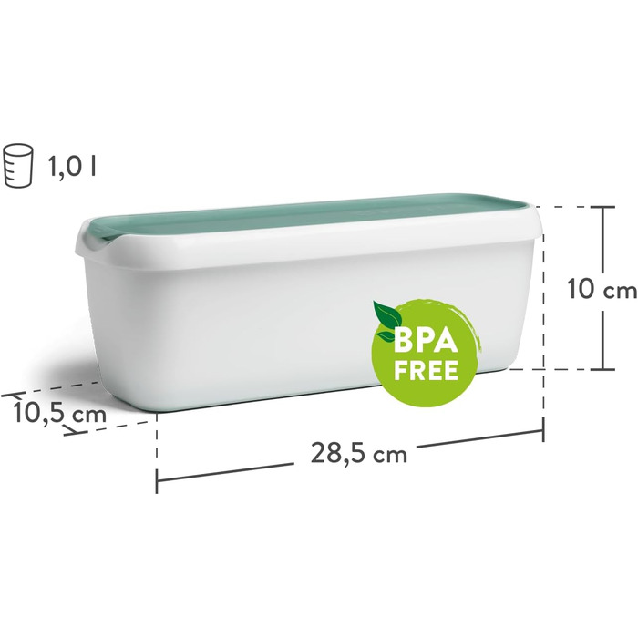 Контейнери для морозива SPRINGLANE, 2 шт., 1 л, м'ятний, BPA-free, харчовий пластик, для зберігання та заморожування