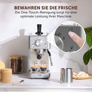 Кавомашина Breville Barista Slim VCF185X с молоковідбійником, 15 бар, срібляста - для капучино та лате