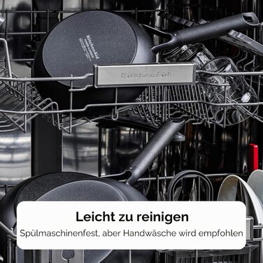 Набір сковорідок KitchenAid Classic для індукційних плит (20, 24, 28 см), керамічне антипригарне покриття без PFAS, посудомийна машина та духовка, чорний