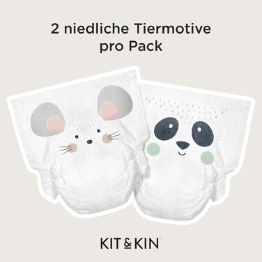 Преміум підгузки для новонароджених Kit & Kin, розмір 1 (2-5 кг), гіпоалергенні та веганські, 152 шт