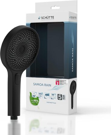 Душова лійка SCHÜTTE SAMOA RAIN, 3 режими, 300 форсунок, антикальк, чорна, індустріальний стиль