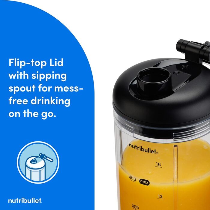 Потужний блендер-екстрактор Nutribullet 900 Series, матовий срібний, 25 000 об/хв, набір 11 предметів з чашами To Go 500 мл для смузі та соків