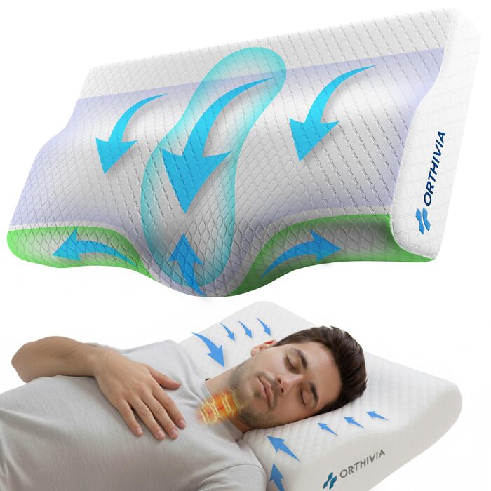 Подушка для сну на боці з ефектом пам'яті Memory Foam - ортопедична подушка для підтримки шиї, біла