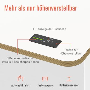 Ергономічний стіл Yaasa Desk Pro з електрорегулюванням висоти, білий 180x80 см – Multiplex. Навантаження до 120 кг, з дисплеєм ErgoTouch