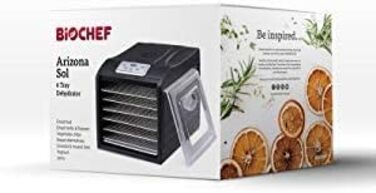 BioChef Arizona Sol: електросушарка для продуктів з нержавіючої сталі з цифровим таймером та термостатом, 6 ящиків, аксесуари