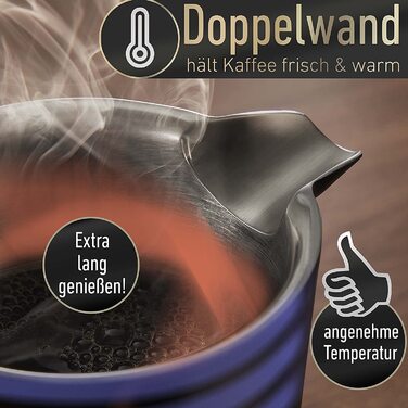 Френч-прес Barista Legends® з нержавіючої сталі, 600 мл - термо кавопрес з подвійними стінками для свіжого фільтр-кави, ідеально для кемпінгу. Чорний колір