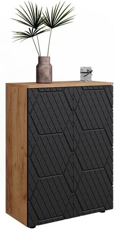 Пенал для ванної Vicco Irma, дуб золотий/антрацит, 60x81 см, смугастий антрацит