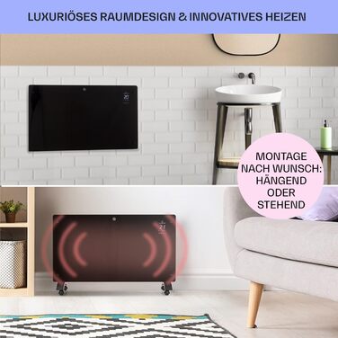 Електричний конвектор Klarstein 2500W — енергоощадний обігрівач з термостатом, керуванням через додаток та можливістю настінного монтажу, чорний