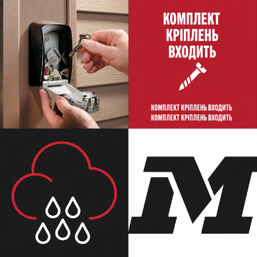 Кейс-сейф для ключів Master Lock Medium з настінним кріпленням для вулиці, металевий захисний бокс (11.9 x 8.5 x 3.6 см)
