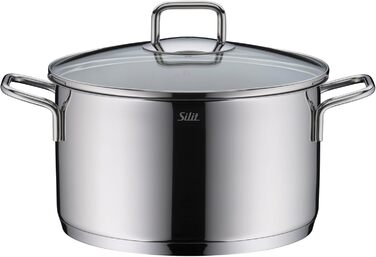 Набір кухонного посуду Silit Extra Cook: каструлі 16/20/24 см з кришками, ковшик 16 см, внутрішня шкала, широкий зливний край, придатний для миття в посудомийній машині, з нержавіючої сталі Crominox