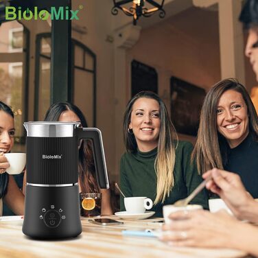 Biolomix 5-в-1 електричний індукційний спінювач молока, 350 мл, з нержавіючої сталі, для гарячого шоколаду, гарячої/холодної молочної піни, теплої молока, придатний для миття в посудомийній машині