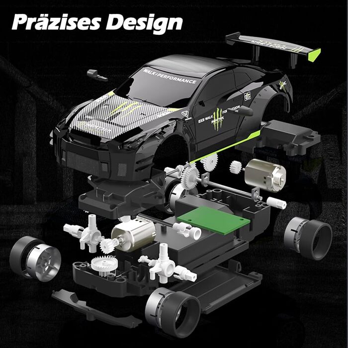 RC Дрифт-кар 1:24, 4WD, 2.4GHz, швидкість 20км/год, 2 батареї, LED-підсвічування (чорний)