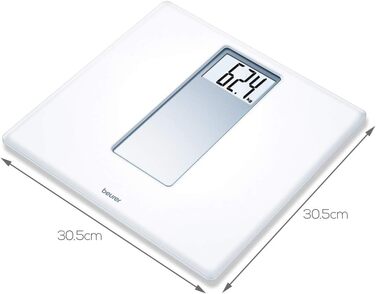 Ваги для людей Beurer PS 160, електронні, LCD-дисплей, великі цифри 4,7 см, вантажопідйомність 180 кг, білий ретро-дизайн