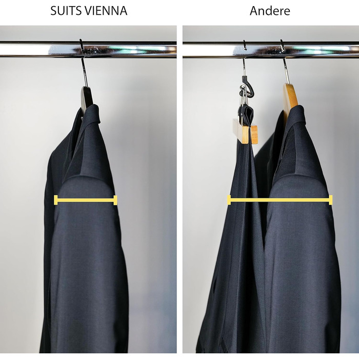 Дерев'яні вішалки для костюмів SUITS VIENNA, 4 шт, рельєфні, 40 см, для піджаків та штанів, жіночі, преміум-клас, масив дерева, нековзкі, делюкс