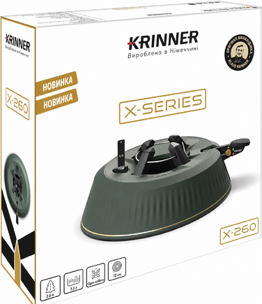 Підставка для ялинки KRINNER X-260 з педаллю та баком 3,5 л, для дерева до 2,6 м, Німеччина