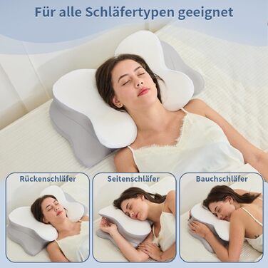 Подушка для шиї з піни Memory Foam: ергономічна підтримка, зняття болю, дихаючий чохол для сну на боці, спині та животі