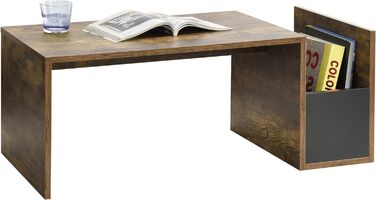 Журнальний стіл Bollnäs з полицею 90x45x35 см, для вітальні, темний дуб, [en.casa]