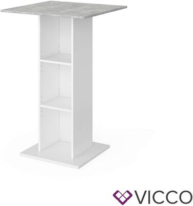 Стіл обідній Vicco Rodeo, бетон/білий, 70x70 см, квадратний