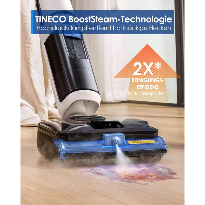 Tineco Floor One S6 Stretch Steam: Волого-сухий пилосос для твердих підлог з функцією пари, 22000 Па, Anti-Tangle, Flashdry 85°C, 50 хв роботи, для шерсті тварин