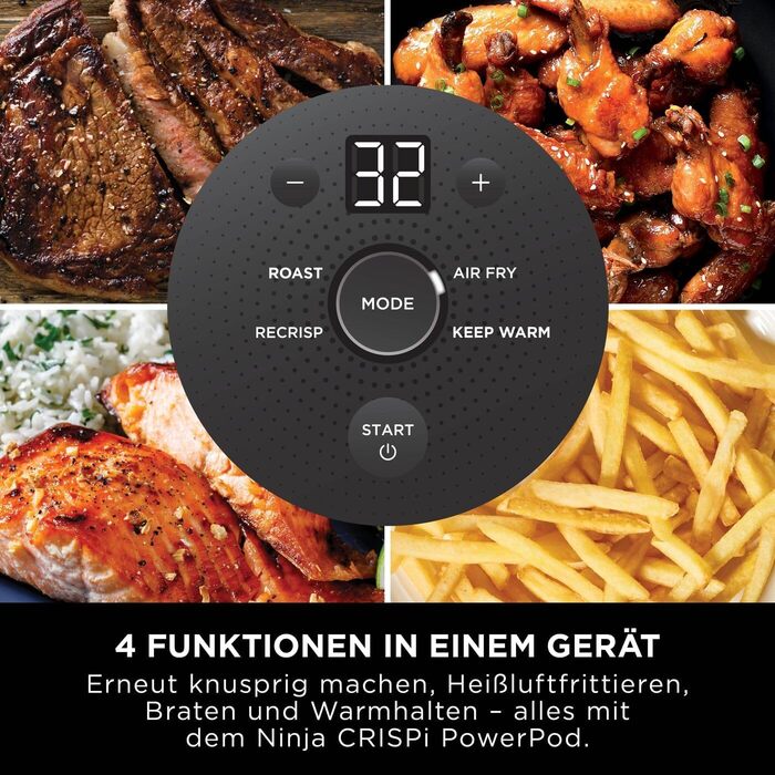 Ninja CRISPi Airfryer - фритюрниця без олії, 3.8 л, 4-в-1, 1700 В, FN101EUSTGD (Stone)