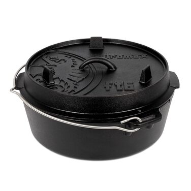Чавунний казан Petromax Feuertopf FT3 з плоским дном, 5.5 л — універсальний казанок з кришкою для всіх видів плит, гриля, духовки та відкритого вогню